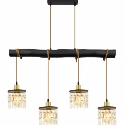 Suspension Verre Fumé-Luminaires Globo Lighting Suspension Globo COMMA Noir, 4 lumières