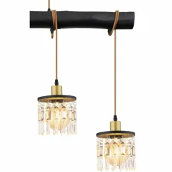 Suspension Verre Fumé-Luminaires Globo Lighting Suspension Globo COMMA Noir, 4 lumières