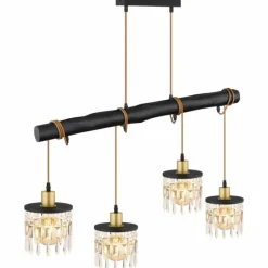 Suspension Verre Fumé-Luminaires Globo Lighting Suspension Globo COMMA Noir, 4 lumières