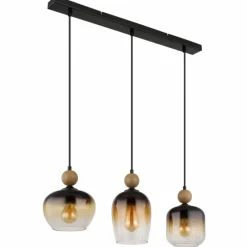 Suspension Verre Fumé-Luminaires Globo Lighting Suspension Globo COMMY Noir, 3 lumières