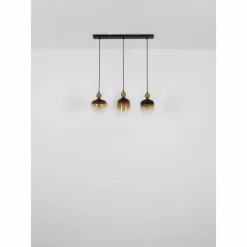 Suspension Verre Fumé-Luminaires Globo Lighting Suspension Globo COMMY Noir, 3 lumières