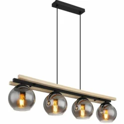 Suspension Verre Fumé-Luminaires Globo Lighting Suspension Globo CONNI Écru, Noir, 4 lumières