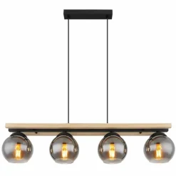 Suspension Verre Fumé-Luminaires Globo Lighting Suspension Globo CONNI Écru, Noir, 4 lumières