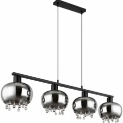 Suspension Verre Fumé-Luminaires Globo Lighting Suspension Globo CORRY Noir, 4 lumières