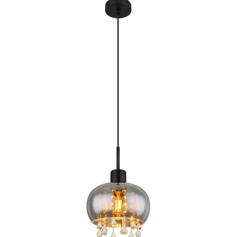 Suspension Verre Fumé-Luminaires Globo Lighting Suspension Globo CORRY Noir, 1 lumière