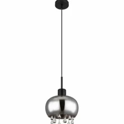 Suspension Verre Fumé-Luminaires Globo Lighting Suspension Globo CORRY Noir, 1 lumière