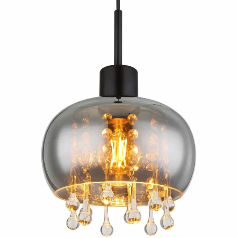 Suspension Verre Fumé-Luminaires Globo Lighting Suspension Globo CORRY Noir, 1 lumière