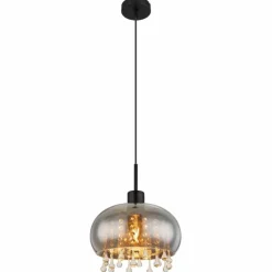 Suspension Verre Fumé-Luminaires Globo Lighting Suspension Globo CORRY Noir, 1 lumière