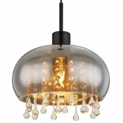 Suspension Verre Fumé-Luminaires Globo Lighting Suspension Globo CORRY Noir, 1 lumière