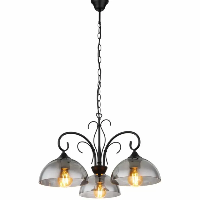 Lampes Art Déco-Luminaires Globo Lighting Suspension Globo COTTAGE Noir, 3 lumières