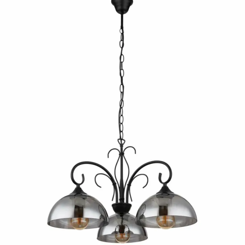 Lampes Art Déco-Luminaires Globo Lighting Suspension Globo COTTAGE Noir, 3 lumières