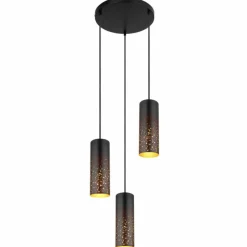 Lampes Dorées-Luminaires Globo Lighting Suspension Globo CROCKY Noir, 3 lumières
