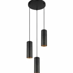 Lampes Dorées-Luminaires Globo Lighting Suspension Globo CROCKY Noir, 3 lumières