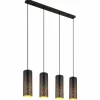 Lampes Dorées-Luminaires Globo Lighting Suspension Globo CROCKY Noir, 4 lumières