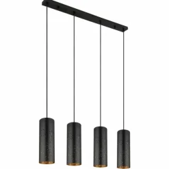 Lampes Dorées-Luminaires Globo Lighting Suspension Globo CROCKY Noir, 4 lumières