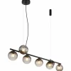 Suspension Verre Fumé-Luminaires Globo Lighting Suspension Globo DALLERTA Noir, 7 lumières
