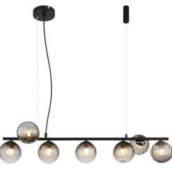Suspension Verre Fumé-Luminaires Globo Lighting Suspension Globo DALLERTA Noir, 7 lumières