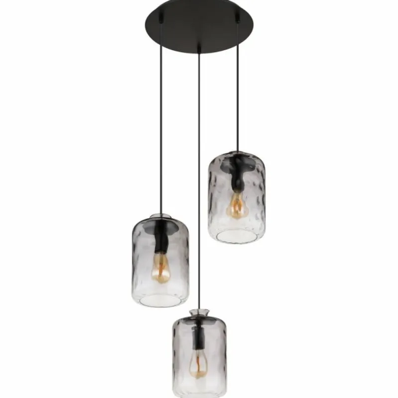 Suspension Verre Fumé-Luminaires Globo Lighting Suspension Globo DARINA Noir, 3 lumières