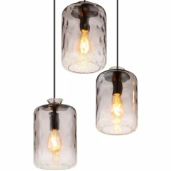 Suspension Verre Fumé-Luminaires Globo Lighting Suspension Globo DARINA Noir, 6 lumières