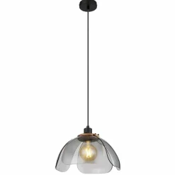 Suspension Verre Fumé-Luminaires Globo Lighting Suspension Globo DAWAR Noir, 1 lumière