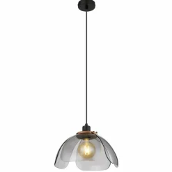 Suspension Verre Fumé-Luminaires Globo Lighting Suspension Globo DAWAR Noir, 1 lumière