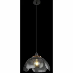 Suspension Verre Fumé-Luminaires Globo Lighting Suspension Globo DAWAR Noir, 1 lumière