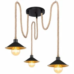 Lampes En Bois-Luminaires Globo Lighting Suspension Globo DIANA Écru, Noir, 3 lumières