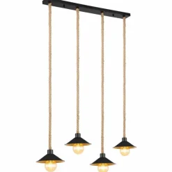 Lampes Vintages & Rétros-Luminaires Globo Lighting Suspension Globo DIANA Écru, Noir, 4 lumières