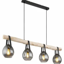 Suspension Verre Fumé-Luminaires Globo Lighting Suspension Globo DIETHILD Noir, 4 lumières