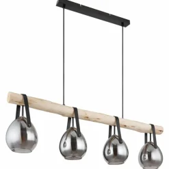 Suspension Verre Fumé-Luminaires Globo Lighting Suspension Globo DIETHILD Noir, 4 lumières