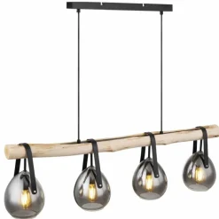 Suspension Verre Fumé-Luminaires Globo Lighting Suspension Globo DIETHILD Noir, 4 lumières