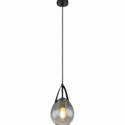 Suspension Verre Fumé-Luminaires Globo Lighting Suspension Globo DIETHILD Noir, 1 lumière