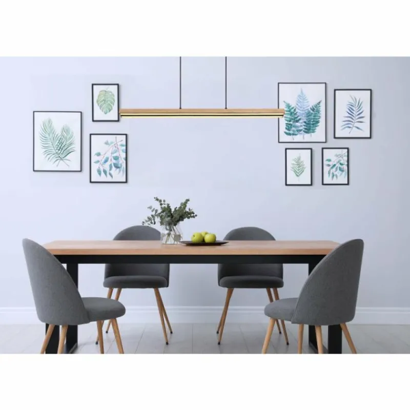 Lampes En Bois-Luminaires Globo Lighting Suspension Globo DORO LED Couleur bois, Noir, 1 lumière