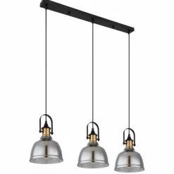 Suspension Verre Fumé-Luminaires Globo Lighting Suspension Globo DOROTHEA Laiton, Noir, 3 lumières