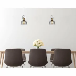 Suspension Verre Fumé-Luminaires Globo Lighting Suspension Globo DOROTHEA Laiton, Noir, 1 lumière