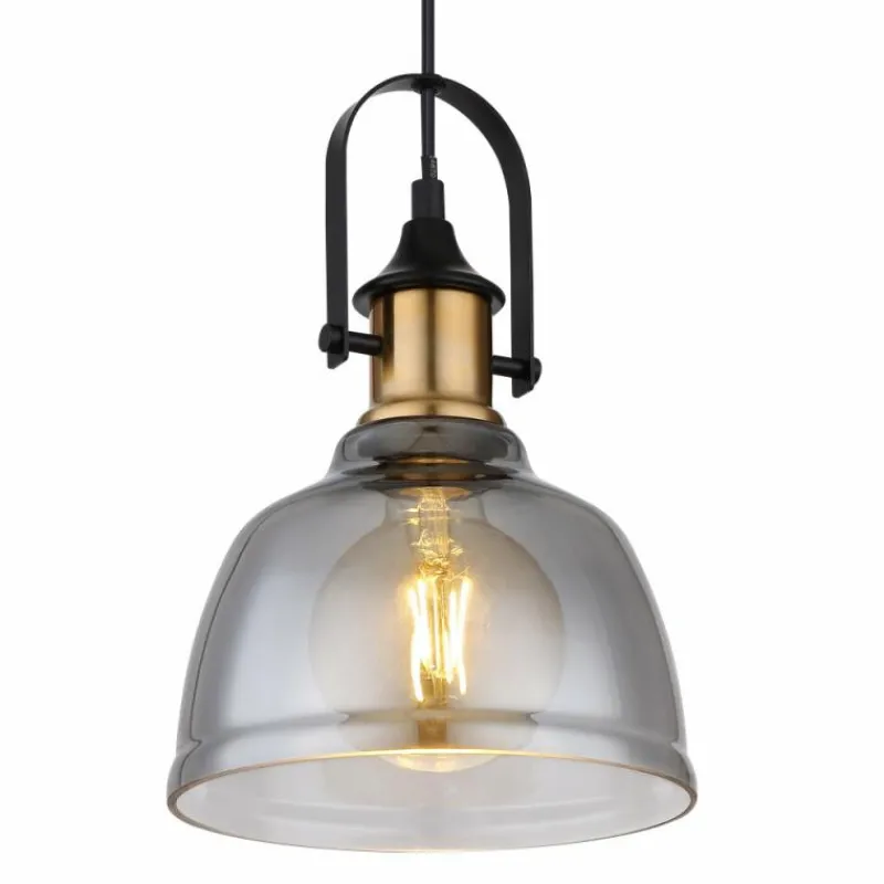 Suspension Verre Fumé-Luminaires Globo Lighting Suspension Globo DOROTHEA Laiton, Noir, 1 lumière