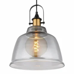 Suspension Verre Fumé-Luminaires Globo Lighting Suspension Globo DOROTHEA Laiton, Noir, 1 lumière