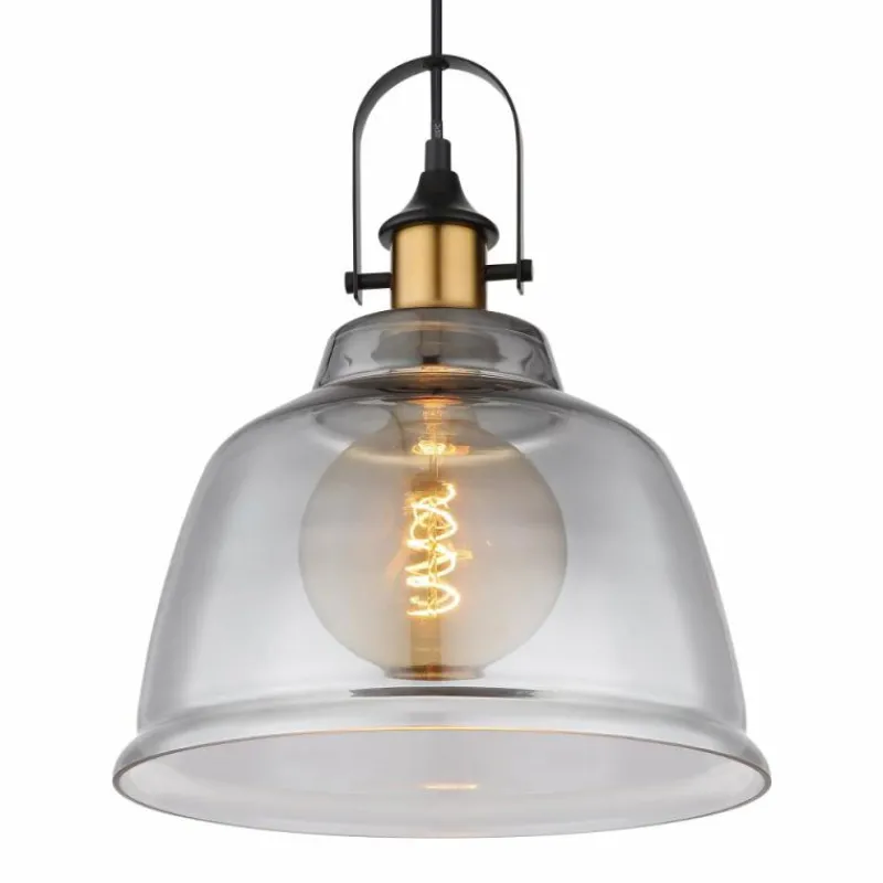 Suspension Verre Fumé-Luminaires Globo Lighting Suspension Globo DOROTHEA Laiton, Noir, 1 lumière