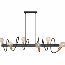 Lampes Dorées-Luminaires Globo Lighting Suspension Globo EDDY Noir, 6 lumières