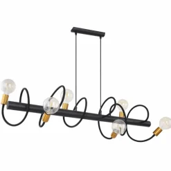 Lampes Dorées-Luminaires Globo Lighting Suspension Globo EDDY Noir, 6 lumières