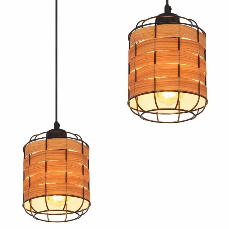 Style Boho-Chic-Luminaires Globo Lighting Suspension Globo ELMAR Noir, 3 lumières