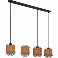 Style Boho-Chic-Luminaires Globo Lighting Suspension Globo ELMAR Noir, 4 lumières