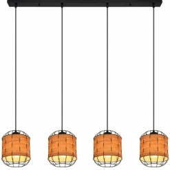 Style Boho-Chic-Luminaires Globo Lighting Suspension Globo ELMAR Noir, 4 lumières