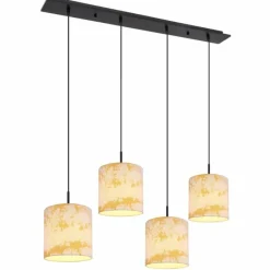 Lampes En Tissu-Luminaires Globo Lighting Suspension Globo ENGELBERT Noir, 4 lumières