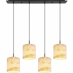 Lampes En Tissu-Luminaires Globo Lighting Suspension Globo ENGELBERT Noir, 4 lumières