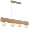 Lampes En Bois-Luminaires Globo Lighting Suspension Globo ERNA Bois clair, Noir, 4 lumières