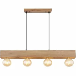 Lampes En Bois-Luminaires Globo Lighting Suspension Globo ERNA Bois clair, Noir, 4 lumières