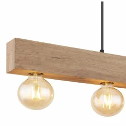 Lampes En Bois-Luminaires Globo Lighting Suspension Globo ERNA Bois clair, Noir, 4 lumières