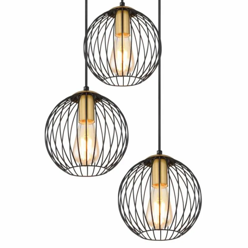 Luminaires Globo Lighting Suspension Globo EUSEBIUS Noir, 3 lumières* Suspensions