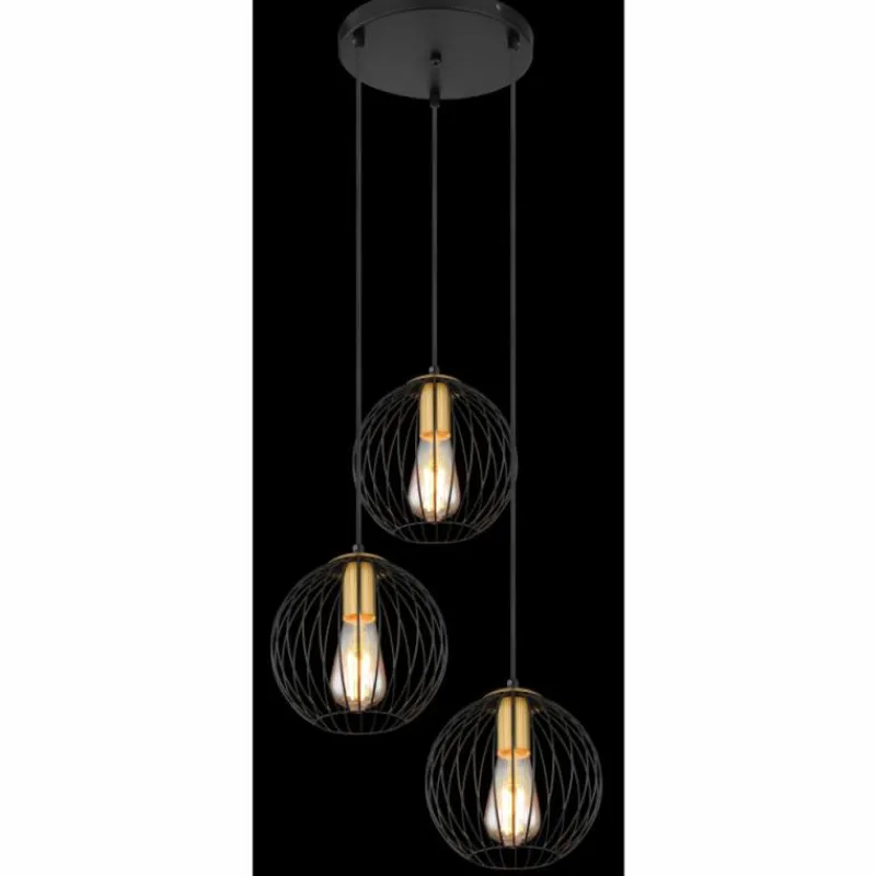 Luminaires Globo Lighting Suspension Globo EUSEBIUS Noir, 3 lumières* Suspensions